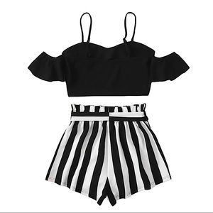 Paperbag Waist striped Shorts